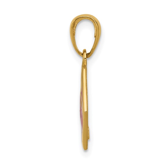 14k 14mm Hexagon Enameled Textured Back Medical Disc Pendant