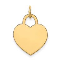 14K Plain .035 Gauge Engravable Heart 19x15mm Disc Charm view 3