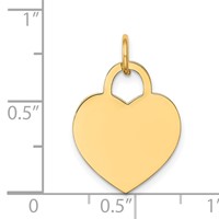 14K Plain .035 Gauge Engravable Heart 19x15mm Disc Charm view 4