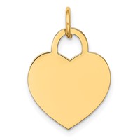 14K Plain .035 Gauge Engravable Heart 19x15mm Disc Charm view 1