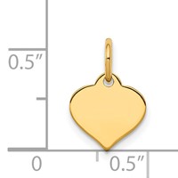 14K Yellow Gold Plain .009 Gauge Engraveable Heart 10x10mm Disc Charm view 2