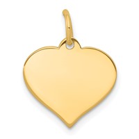 14K Plain .009 Gauge Engraveable Heart 15x14mm Disc Charm view 1