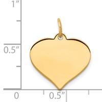 14K Yellow Gold Plain.009 Gauge Engraveable Heart 16x 17mm Disc Charm view 2