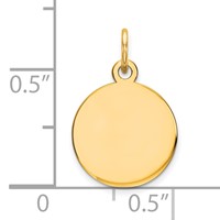 14K Plain .035 Gauge Round Engravable 11mm Disc Charm view 2