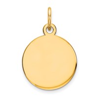 14K Plain .035 Gauge Round Engravable 11mm Disc Charm view 1
