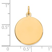 14K Plain .018 Gauge Round Engravable 17mm Disc Charm view 2