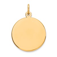 14K Plain .018 Gauge Round Engravable 17mm Disc Charm view 1
