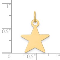 14K Yellow Gold Plain .009 Gauge Engravable Star 17x15mm Disc Charm view 2