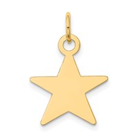 14K Yellow Gold Plain .009 Gauge Engravable Star 17x15mm Disc Charm view 1