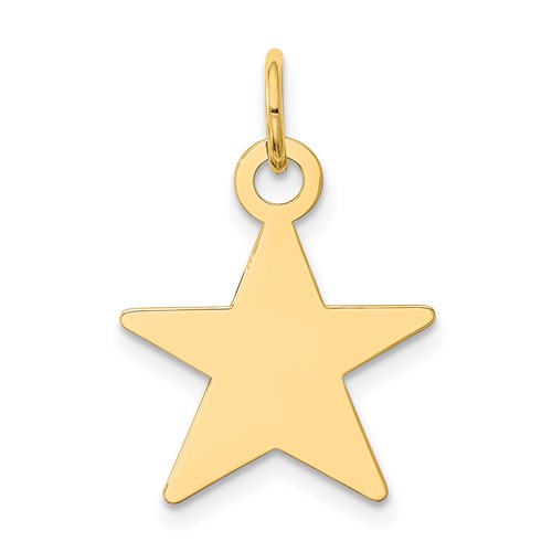 14K Yellow Gold Plain.009 Gauge Engravable Star 17x 15mm Disc Charm