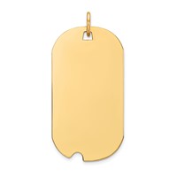 14K Yellow Gold Plain.035 Gauge Engravable 30x 16mm Dog Tag Charm with Notch Disc view 1