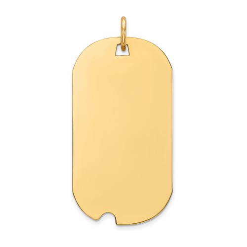 14K Yellow Gold Plain.011 Gauge Engravable 30x 16mm Dog Tag Charm with Notch Disc