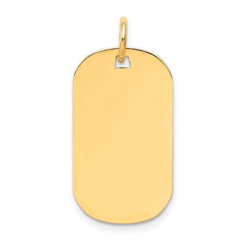 14K Yellow Gold Plain.027 Gauge Engraveable 23x 13mm Dog Tag Disc Charm