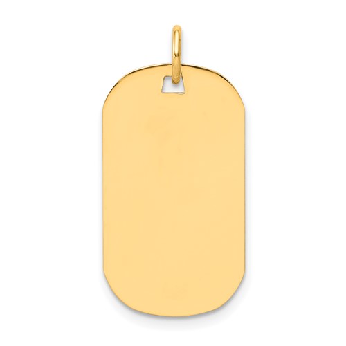 14K Yellow Gold Plain.011 Gauge Engraveable 24x 14mm Dog Tag Disc Charm