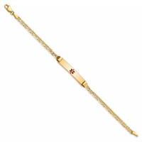 14K Medical Solid Chain Solid Plate 26x5mm Centered Red Enamel Anchor Link 6 Inch ID Bracelet view 2