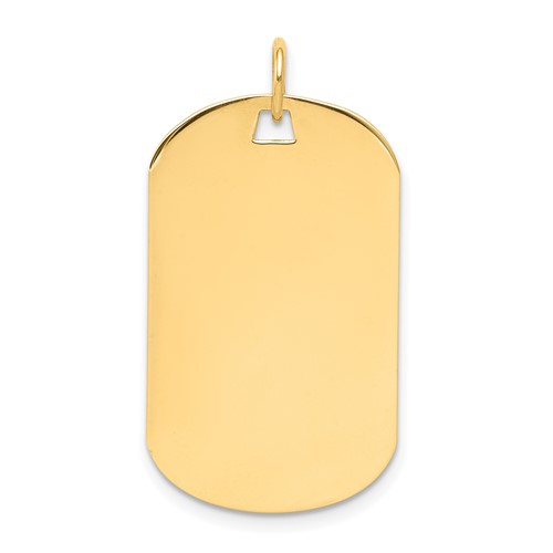 14K Yellow Gold Plain.011 Gauge Engraveable 28x 17mm Dog Tag Disc Charm