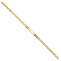 14K Yellow Gold Medical Solid Chain Solid Plate 26x5mm Off-Center Red Enamel Anchor Link ID Bracelet - 7in view 2