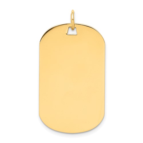 14K Yellow Gold Plain.035 Gauge Engraveable 32x 19mm Dog Tag Disc Charm