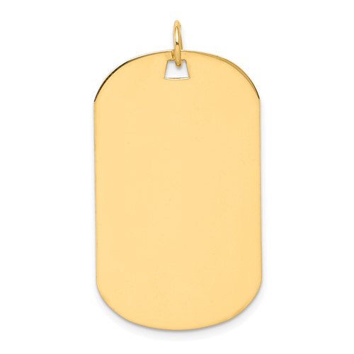 14K Yellow Gold Plain.018 Gauge Engraveable 34x 20mm Dog Tag Disc Charm