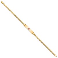 14K Yellow Gold Medical Semi-Solid Chain Solid Plate 26x5mm Centered Red Enamel Cuban Link ID Bracelet - 7in view 2