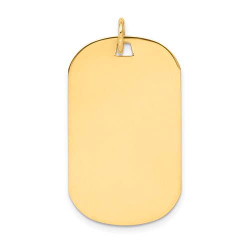 14K Yellow Gold Plain.027 Gauge Engraveable 35x 21mm Dog Tag Disc Charm
