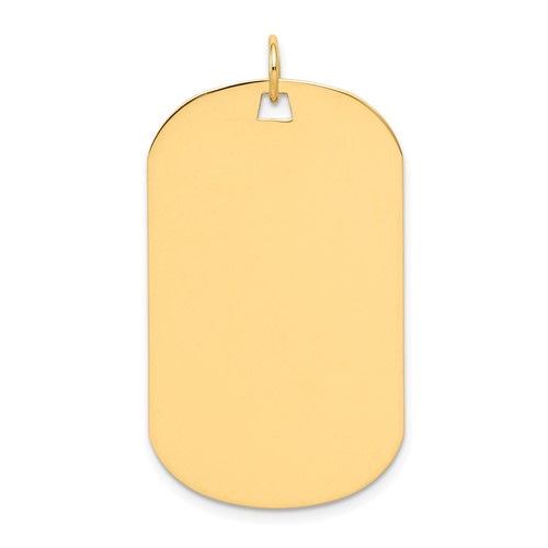 14K Yellow Gold Plain.013 Gauge Engraveable 37x 22mm Dog Tag Disc Charm
