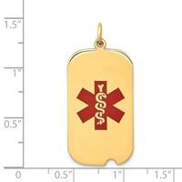 14K 32x17mm Dogtag Red Enameled Medical Jewelry Pendant view 3