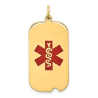 14K 32x17mm Dogtag Red Enameled Medical Jewelry Pendant view 1