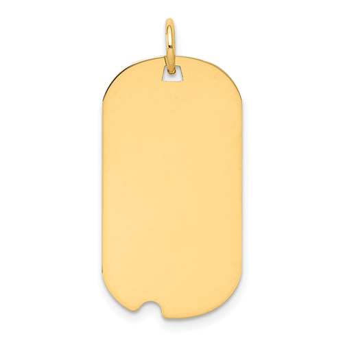 14K Yellow Gold Plain.013 Gauge Engraveable 26x 15mm Dog Tag Charm with Notch Disc