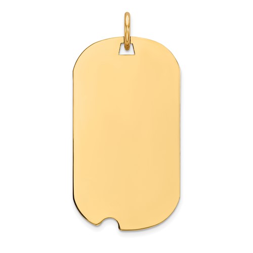14K Yellow Gold Plain.018 Gauge Engraveable 27x 15mm Dog Tag Charm with Notch Disc