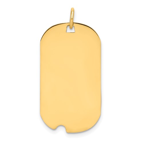 14K Yellow Gold Plain.027 Gauge Engraveable 28x 16mm Dog Tag Charm with Notch Disc