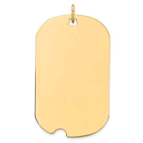14K Yellow Gold Plain.027 Gauge Engraveable 35x 20mm Dog Tag Charm with Notch Disc