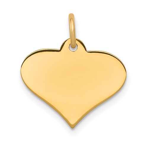 14K Yellow Gold Plain.027 Gauge Engraveable Heart 19x 21mm Disc Charm