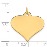 14K Yellow Gold Plain.018 Gauge Engraveable Heart 22x 25mm Disc Charm view 2