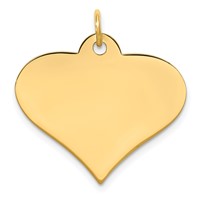 14K Yellow Gold Plain.018 Gauge Engraveable Heart 22x 25mm Disc Charm view 1