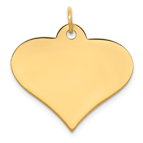 14K Yellow Gold Plain.018 Gauge Engraveable Heart 22x 25mm Disc Charm