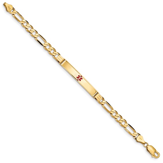 14K Medical Red Enamel Figaro ID Bracelet