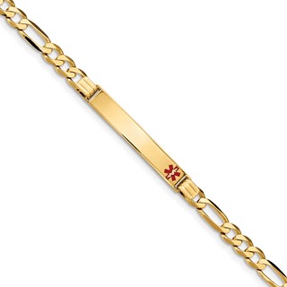 14K Medical Red Enamel Figaro ID Bracelet