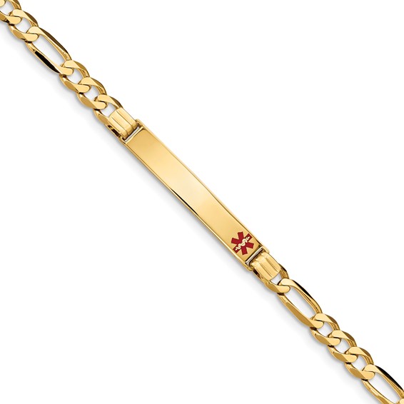 14K Medical Red Enamel Figaro ID Bracelet