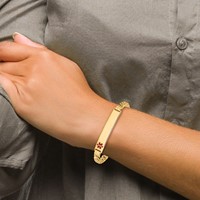 14K Yellow Gold Medical Solid Chain Solid Plate 38x 8mm Off-Center Red Enamel Curb Link ID Bracelet, 7" view 5