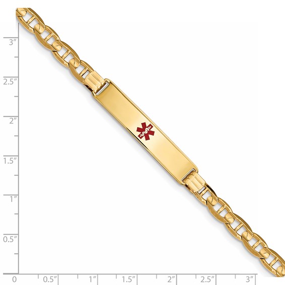 14K Medical Red Enamel Anchor Link ID Bracelet