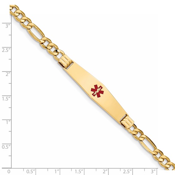 14K Semi-Solid Medical Soft Diamond Shape Enamel Figaro Link ID Bracelet