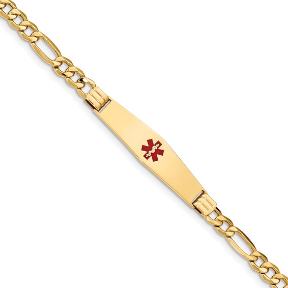 14K Semi-Solid Medical Soft Diamond Shape Enamel Figaro Link ID Bracelet