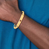 14K Medical Semi-Solid Chain Solid Plate 38x9mm Centered Red Enamel Figaro Link 7 Inch ID Bracelet view 5