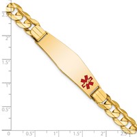 14K Yellow Gold Medical Solid Chain Solid Plate Soft Diamond Shape 39x12mm Off-Center Red Enamel Curb Link ID Bracelet - 8in view 3
