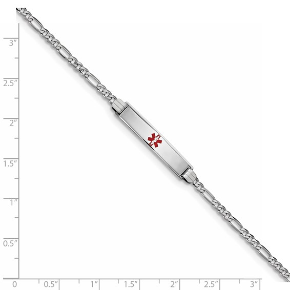 14K WG Medical Red Enamel Figaro Link ID Bracelet