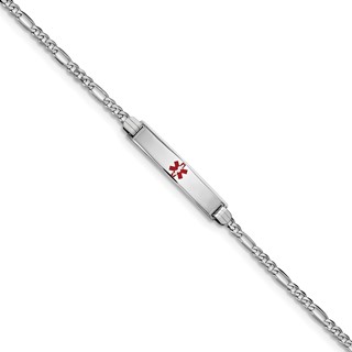 14K WG Medical Red Enamel Figaro Link ID Bracelet