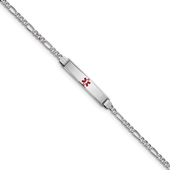 14K WG Medical Red Enamel Figaro Link ID Bracelet