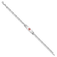 14K White Gold Medical Solid Chain Solid Plate 24x7mm Soft Diamond Shape Centered Red Enamel Anchor Link 7 Inch ID Bracelet view 2