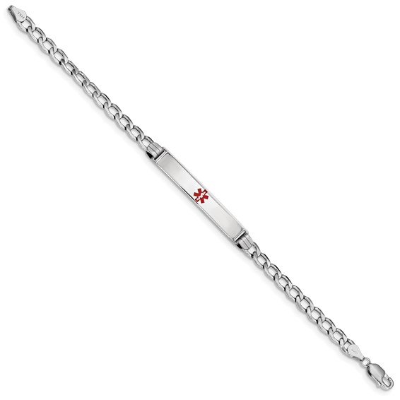 14K WG Semi-Solid Medical Red Enamel Cuban ID Bracelet